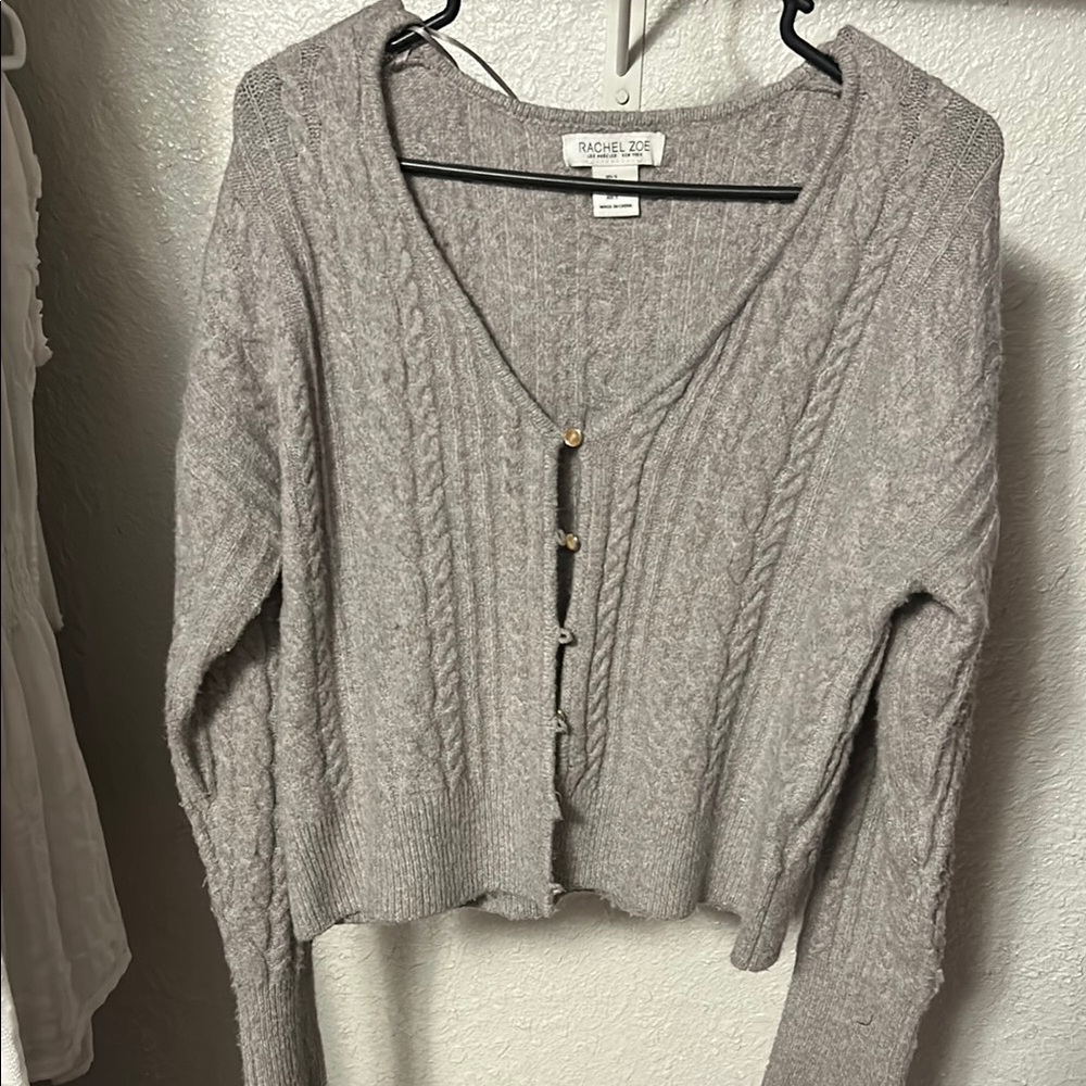 Rachel Zoe Gray Cable Knit Sweater